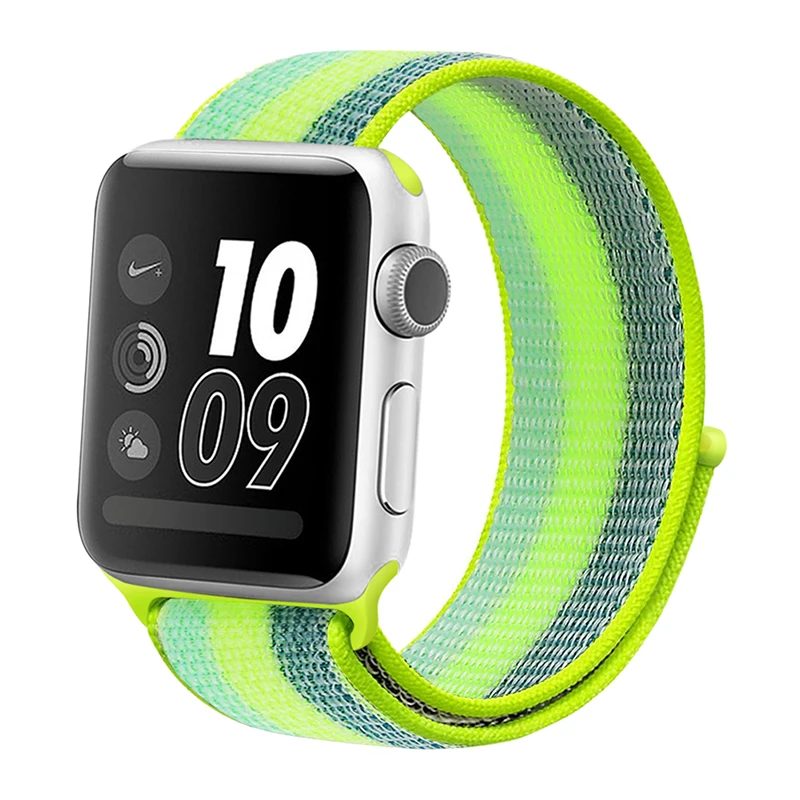 stripe 2 Ремешок для наручных часов Apple Watch Series 5/4/3/2/1 38 мм 42 мм мягкий нейлон в едином положении во время занятий легкой атлетикой, correa, дышащая поверхность спортивные петли для наручных часов iwatch, 5 4 40 мм 44 мм - Цвет ремешка: stripe 2