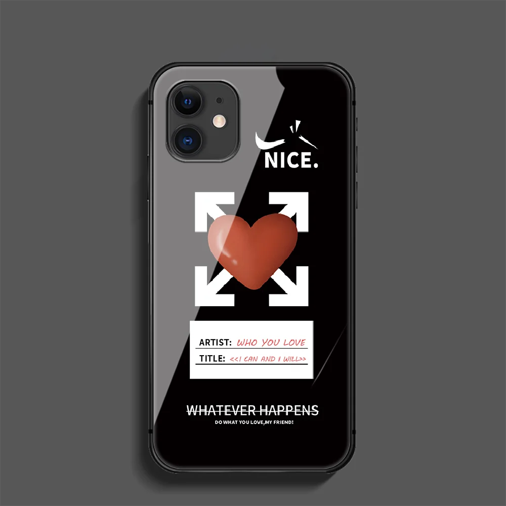 

Off Luxury Fashion Brand Phone Tempered Glass Case Cover For Iphone 5 6 7 8 11 12 5S 6S X Xr XS Se Max Plus Pro Mini Coque Prime