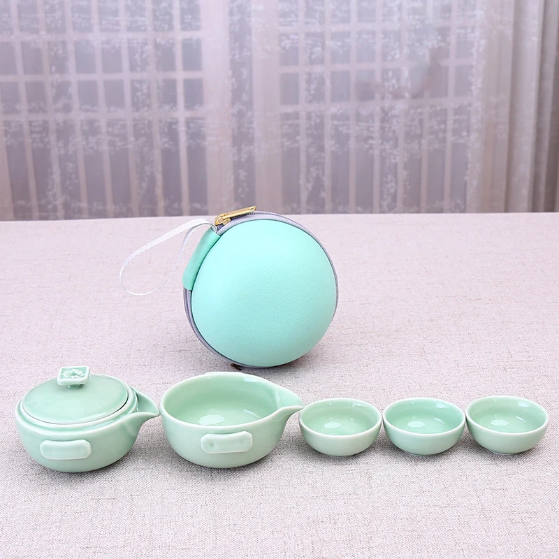 

Chinese creative tea set one pot and two cups of tea set portable travel fine bone china tea sets coffee cup with bag teapot set