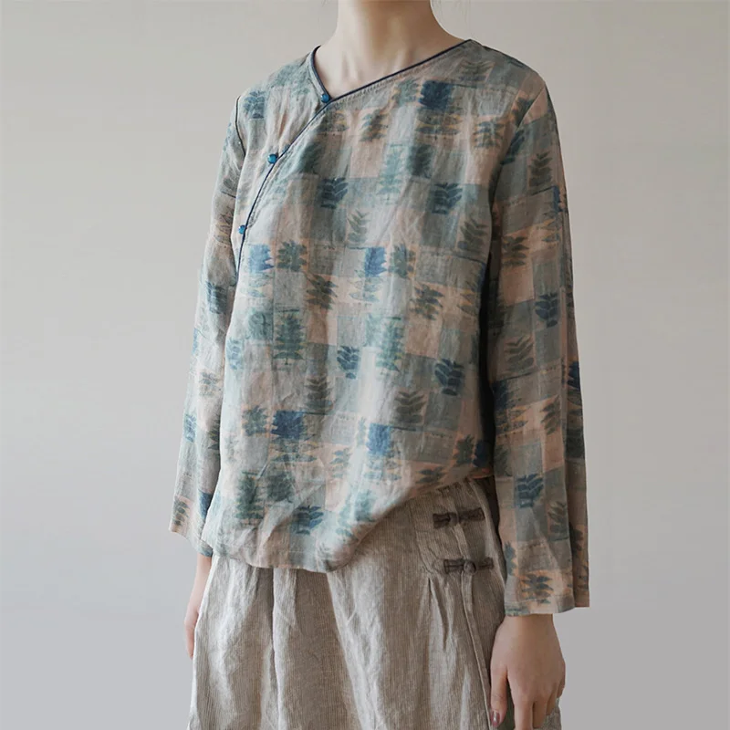 Коллекция весна-лето 2020 женские топы scuwлен винтажная Свободная блузка из рами с