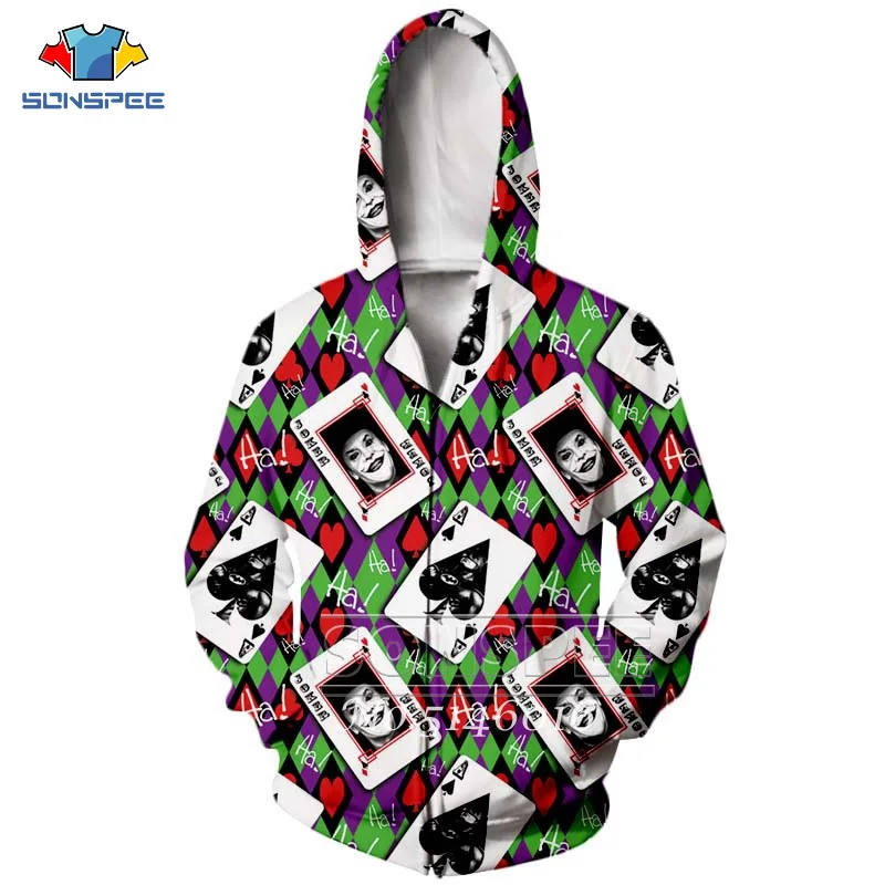 SONSPE Ha Clown Joker/забавная футболка с 3D принтом в виде игральных карт толстовка
