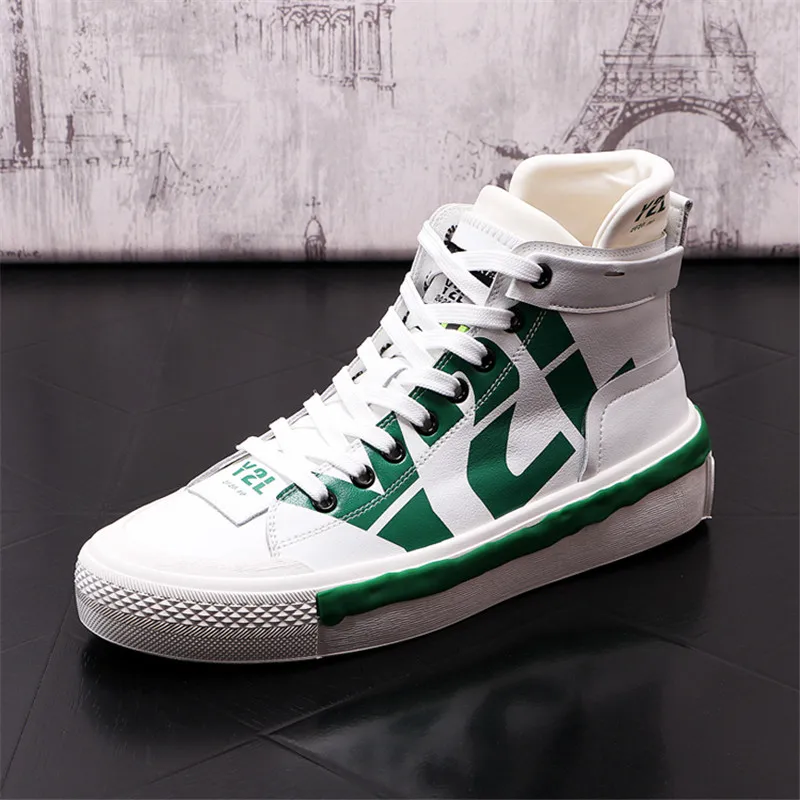 Кроссовки мужские высокие на плоской подошве дизайнерские модные повседневные