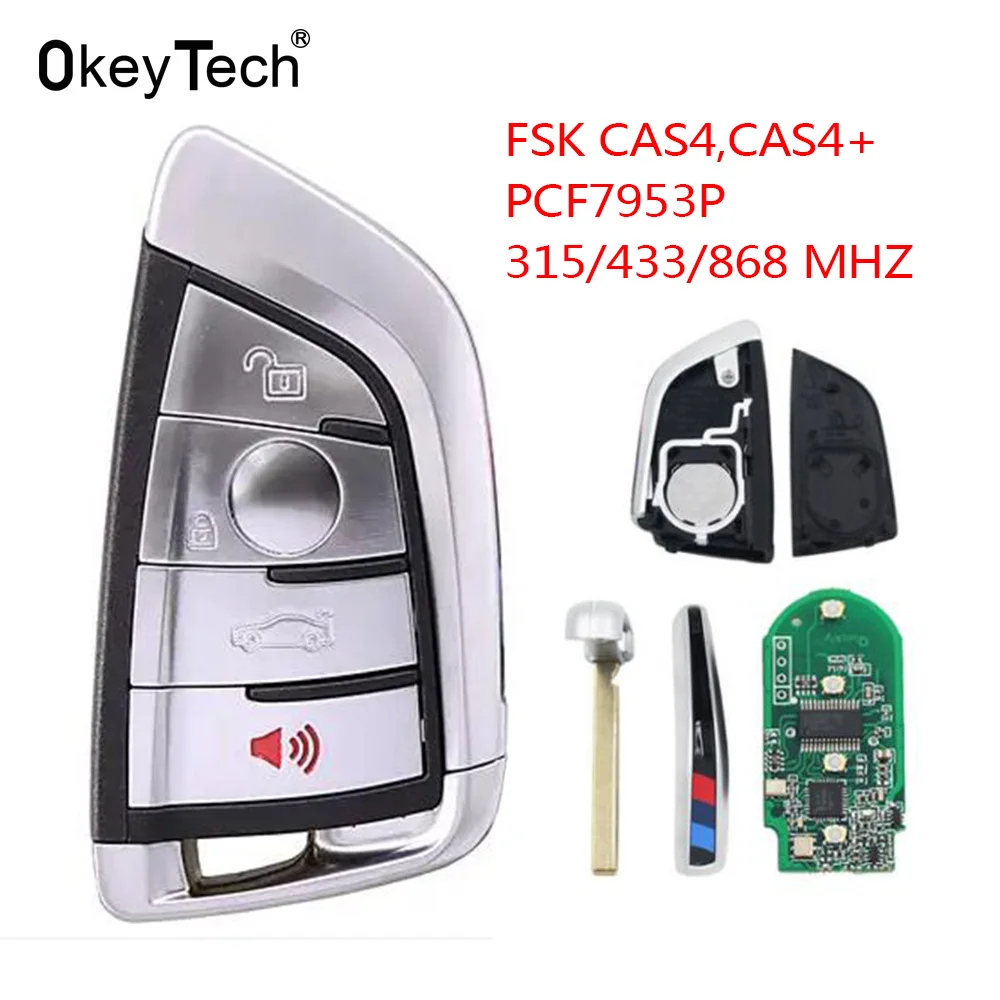 OkeyTech 4 Taste 315mhz 433mhz 868MHZ Fernbedienung Auto Schlüssel für BMW F CAS4 CAS4 + 5 7 serie X5 X6 2014 2015 2016 PCF7945 Einfügen Schlüssel