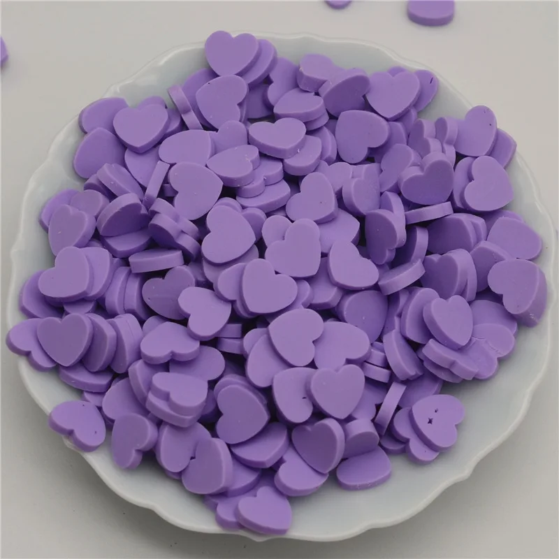 light purple 300 шт.(50 г) 8 мм полимерные Горячая полимерная глина, с милыми сердечками для ремесленничество, сделай сам, конфетти Slime украшения - Цвет: light purple