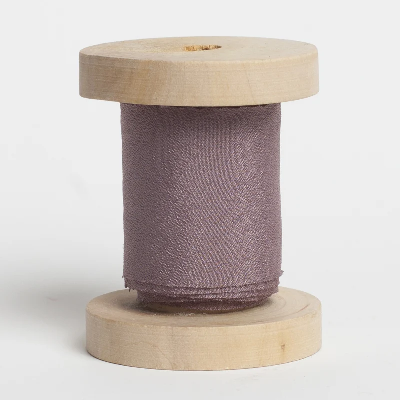 Атласная шифоновая шелковая лента с деревянной катушкой прозрачная бахромой для