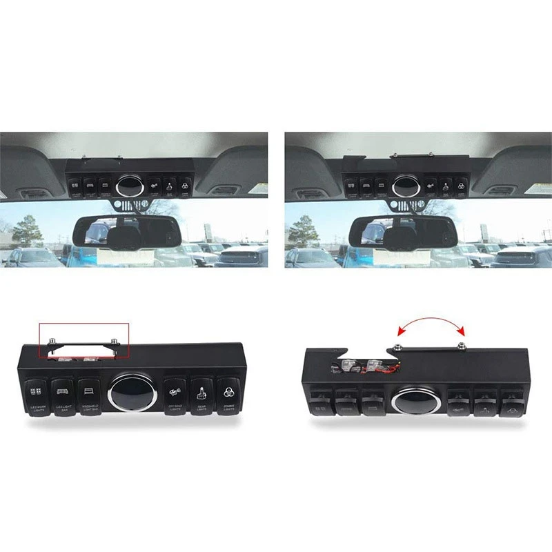 

Car Overhead 6-Switch Panel Pod Blue Light for Jeep Wrangler JK JKU 2007-2018 Accessories