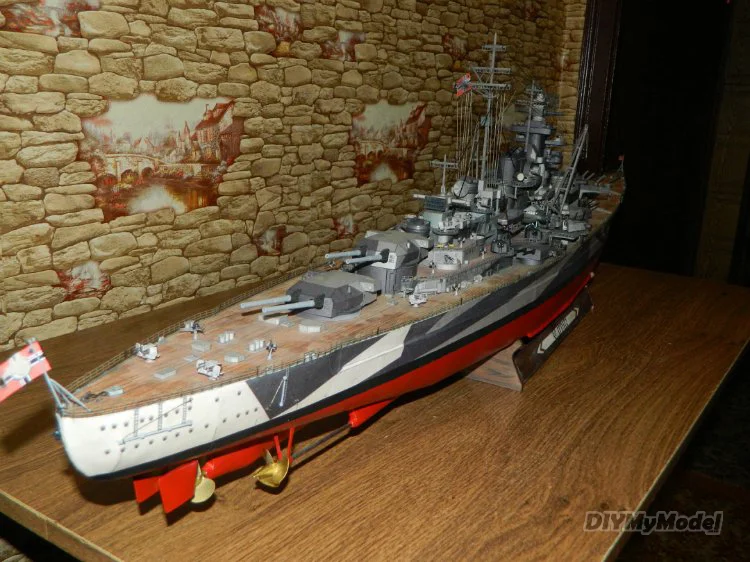 DIYMyModeI-rompecabezas de pel&iacute;cula de la clase alemana Bismarck, tilpitts battleship, manualidades artesanales, Kit de papel, hecho a mano juguete, regalo-0