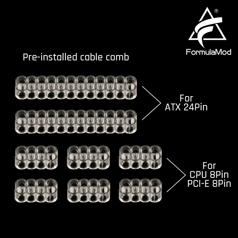 

FormulaMod Fm-NCK1 Power Extension Cable Kit Solid Color 18AWG ATX24Pin+PCI-E8Pin+CPU8Pin With Combs For PSU To Motherboard/GPU