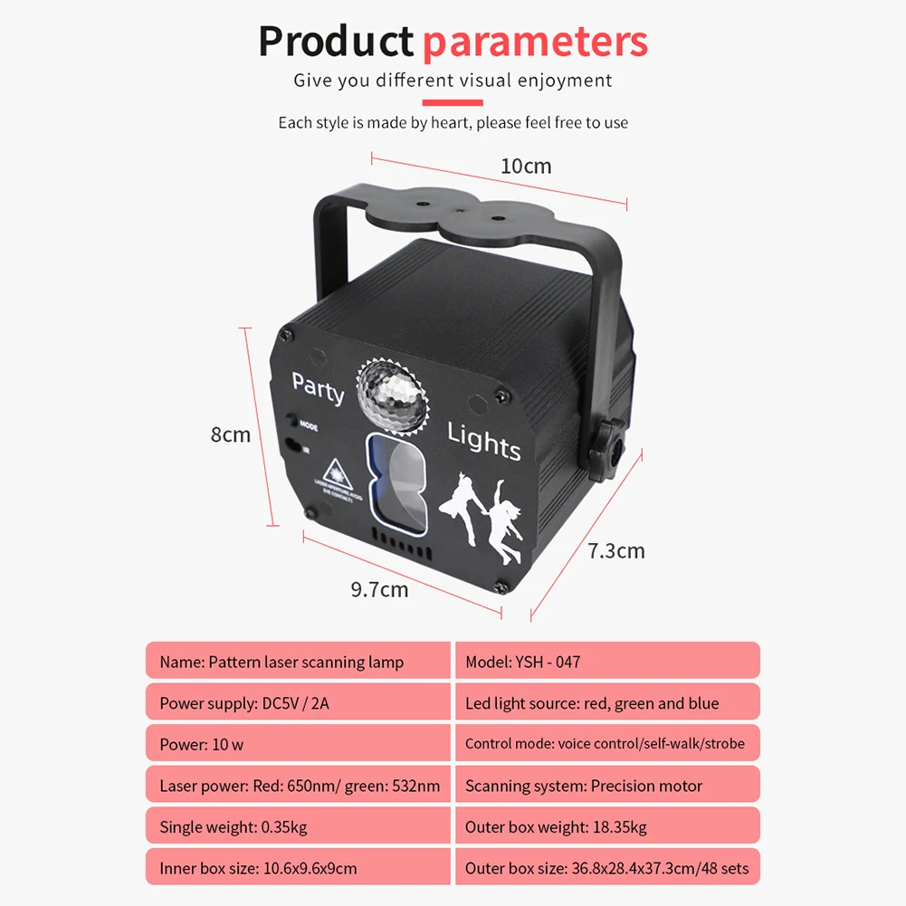 

Mini RGB Disco Light DJ LED Laser Stage Projector lamp red gree color laser USB Power Wedding Birthday home party DJ Decoration