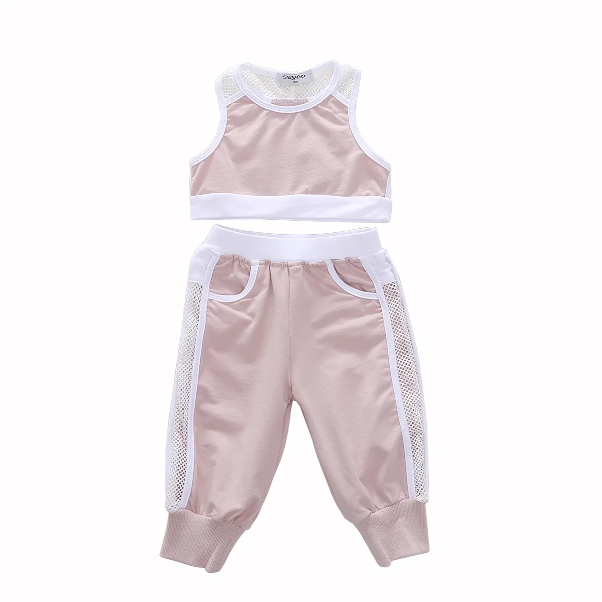2020 Hot Sale New Summer Toddler Girls Clothes Sets Pink Sports Vest Tank Tops+Long Pants Outfits Set Tracksuit | Детская одежда и