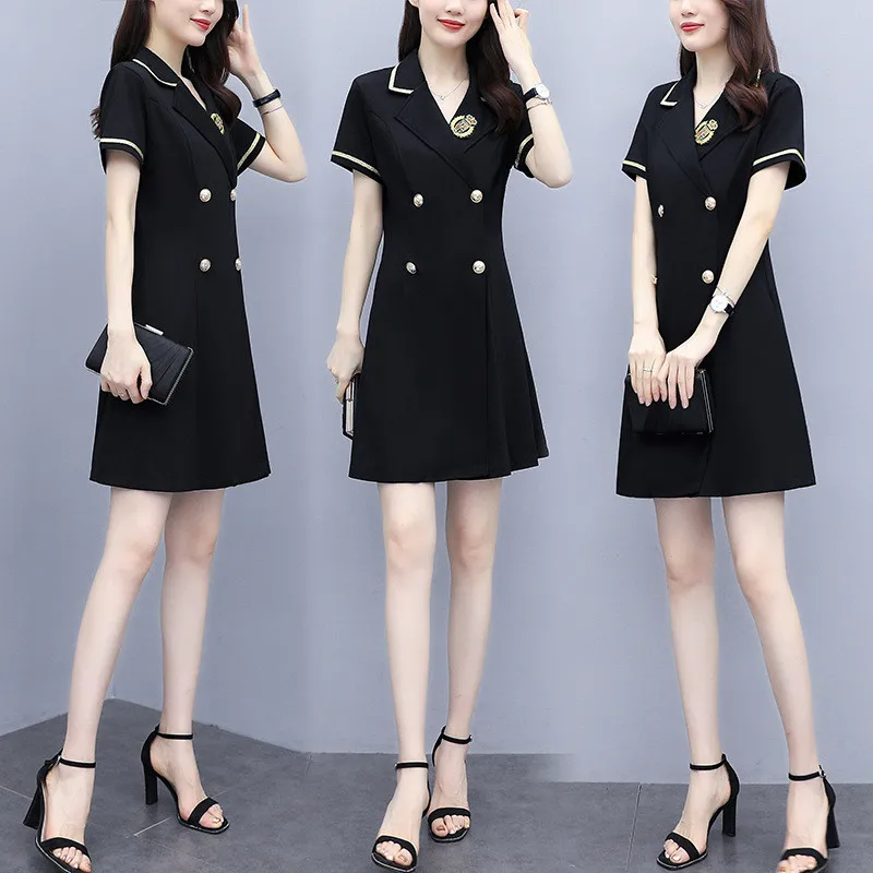 Летнее Новое корейское платье для женщин тонкое с коротким рукавом женское