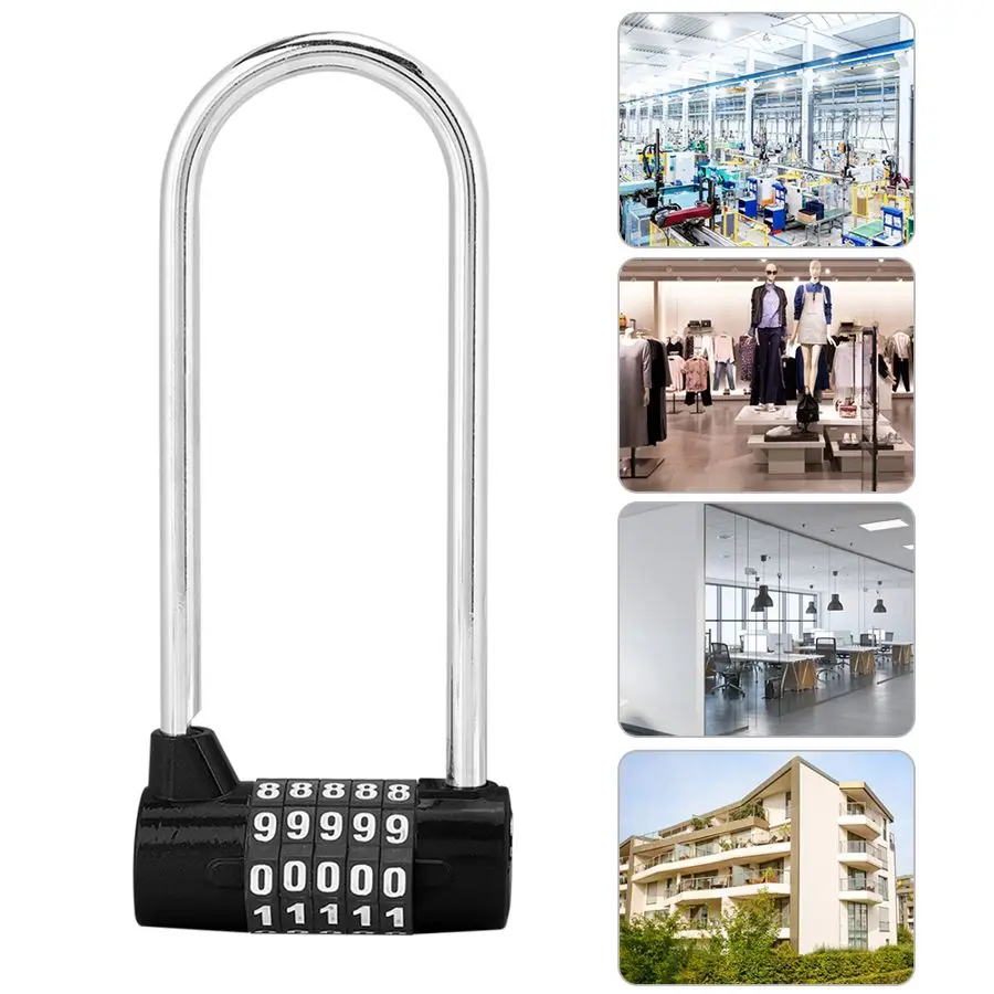 

Zinc Alloy U-shape 5 Digit Combination Lock Digit Password Code Lock Extra Long Cabinet Door Padlock Security Safely Code Lock
