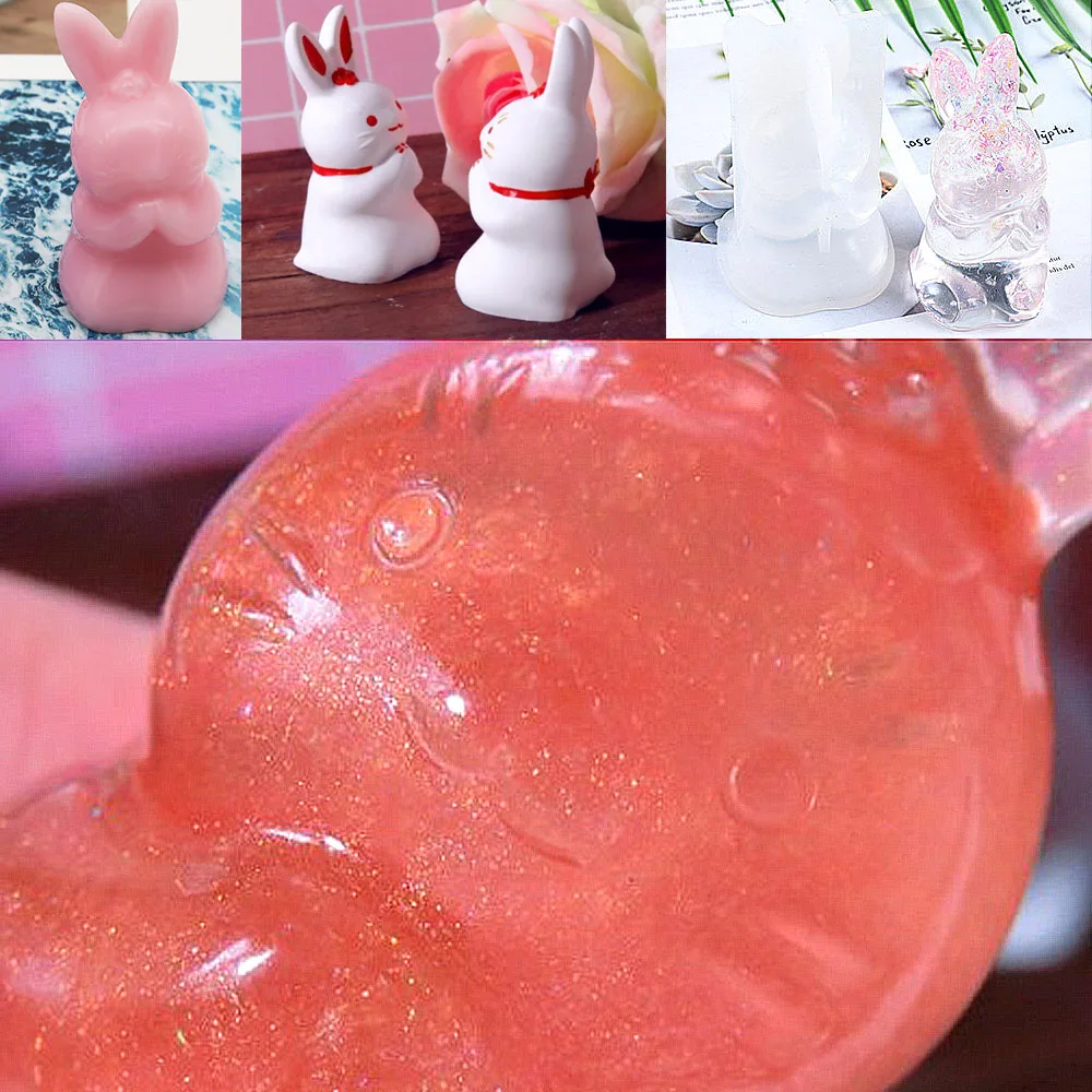 

Cute Silicone Rabbit Shape Animals Molds UV Epoxy Resin DIY Mold For Craft DIY Kids Toys Key Chain