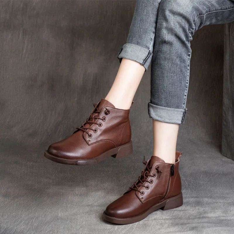 

Fashion Boots Women Fashion Chunky Women Ankle Boots Fashion New Leather Platform Boots Style Casual Woman Shoes