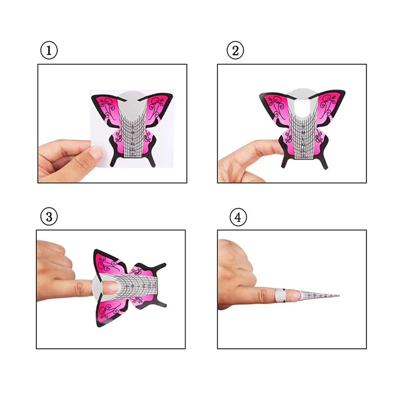 Finger Angel 50/100/500 шт бабочка дизайн формы для наращивания ногтей Nail Art Руководство советы Французский удлинитель DIY инструмент для маникюра(гель-W022