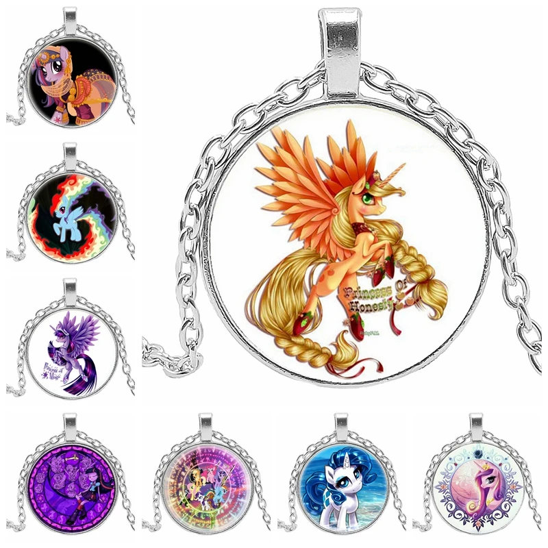 

Новинка 2019, лидер продаж, подвеска в виде единорога из мультфильма, круглое ожерелье из кабошона с фото, Подарочная цепочка для свитера