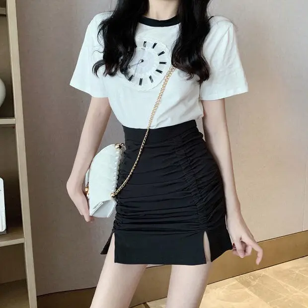 

2020 Sexy Hip-covered Skirt Women's Pleated Temperament High-waisted Versatile Slim A-word Skirt Summer Woman Sexy Hot Skirts