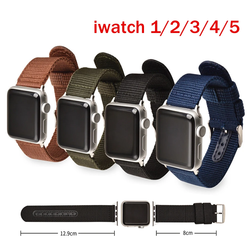 Ремешок нейлоновый кожаный для Apple Watch 42 мм 38 44 40 мягкий спортивный