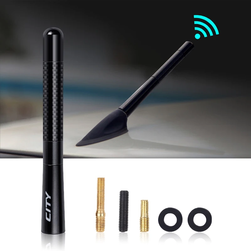 

Carbon Fiber Radio CITY emblem Car Antenna For Honda HR-V Fit Accord Civic CR-V city jazz CRIDER GREIZ ELYSION Car Accessories
