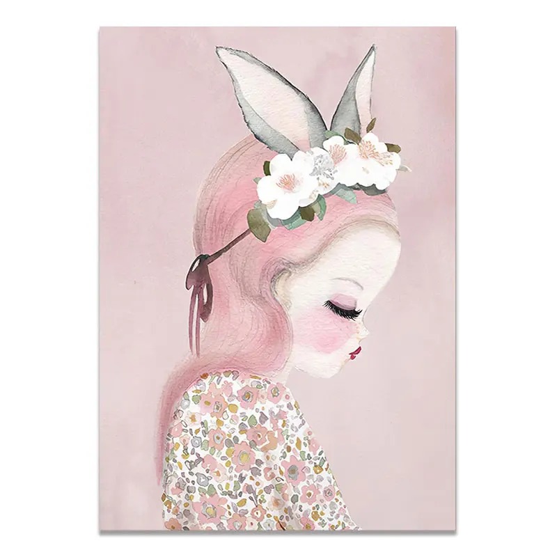 

Cartoon Pink Cactus Clouds Nursery Decor Girls Style Canvas Painting Posters and Prints Wall Art Pictures for Bedroom Home Decor