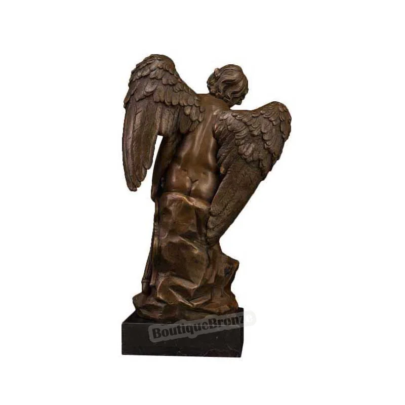 

Thinking Cupid Statue Bronze Greek Myth God of Love Eros Sculpture Antique Art Anniversary Gifts Home Decor