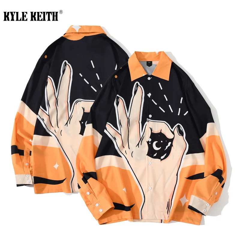

Men Fashion Printed Shirts Long Sleeve Hawaiian Hip Hop Streetwear Beach Harajuku Korean Oversized Vintage Shirt