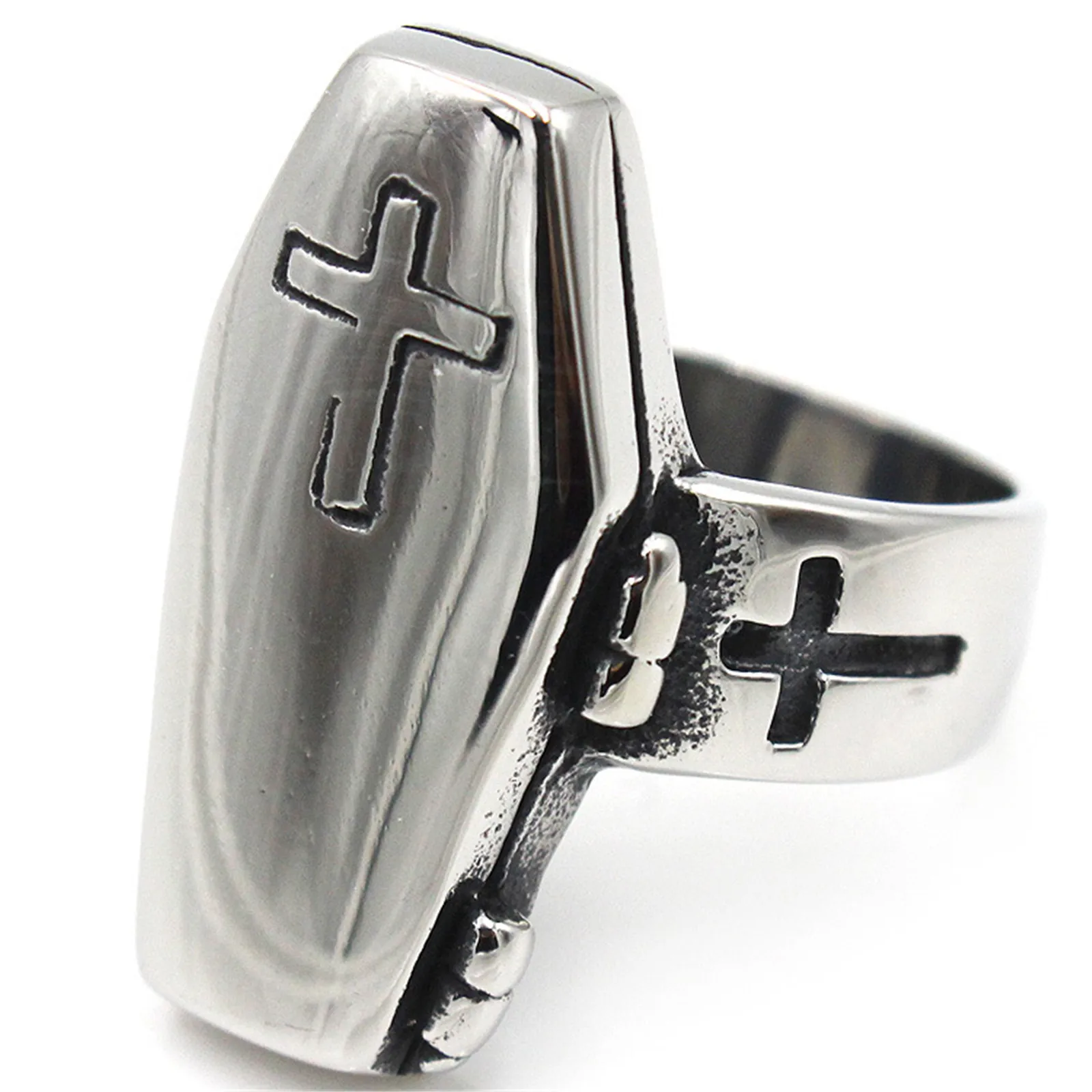 Мужские кольца из нержавеющей стали в форме гроба с крестом винтажные готические
