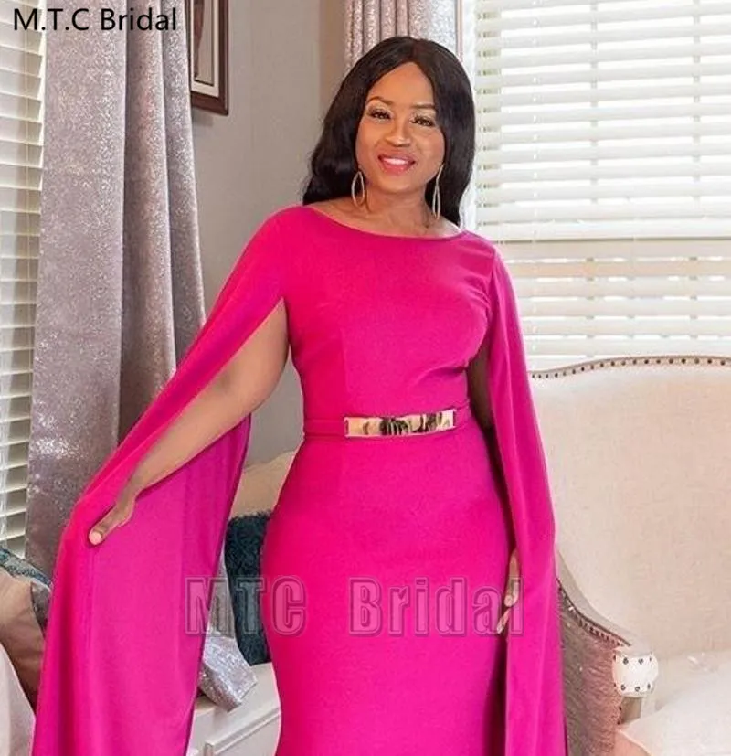 Вечернее платье-Русалка с длинным рукавом цвет фуксия | Свадьбы и торжества