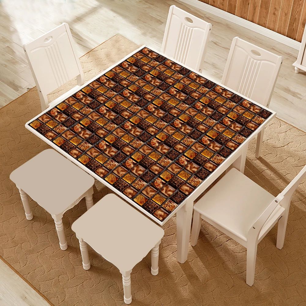 

10pcs Flat Simulation Mosaic Tiles Wall Sticker Transfers 2D Printed Covers For Kitchen Cupboard Wallpaper Waterproof Wallpaper