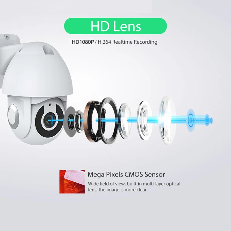Уличная беспроводная камера HD 1080P Tuya Wi Fi PT двусторонняя аудиосвязь автослежение