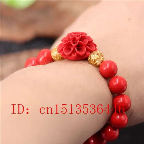 Китайские натуральные красные бриллианты 10 мм Цветочный Эластичный браслет