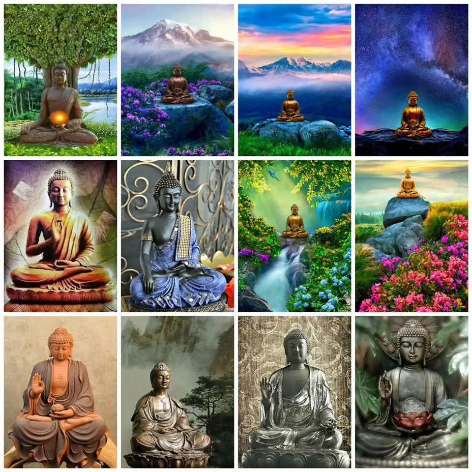 AZQSD 5D Алмазная мозаика Будда полностью квадратные Стразы DIY вышивка религиозная