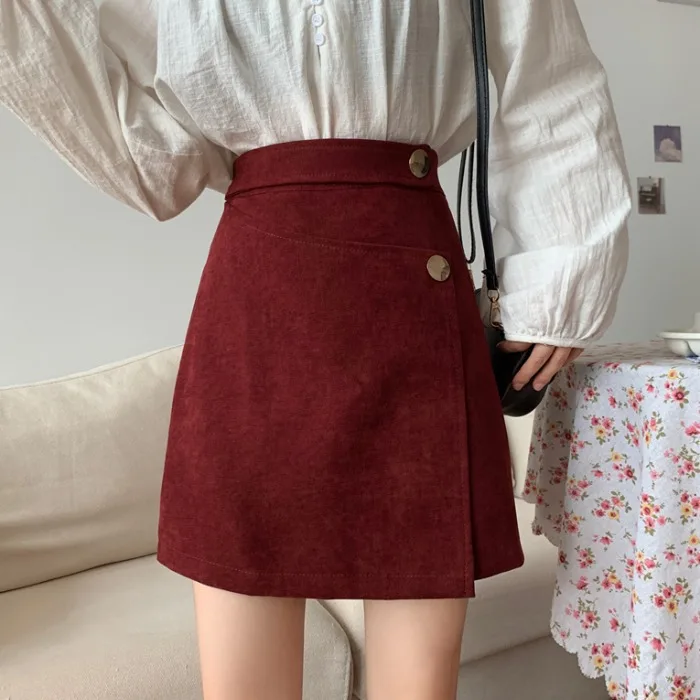 

High Waist Elegant Women Winter Solid Short Pants Causal Loose zipper Pocket Mini Skirt