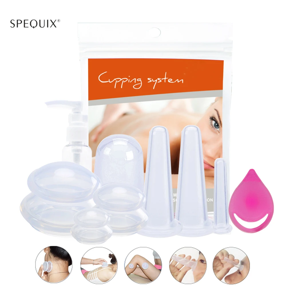 

7 шт./компл. Массажная чашка для терапии лица и тела, Набор вакуумных силиконовых чашек для тела, для лечения целлюлита при болях