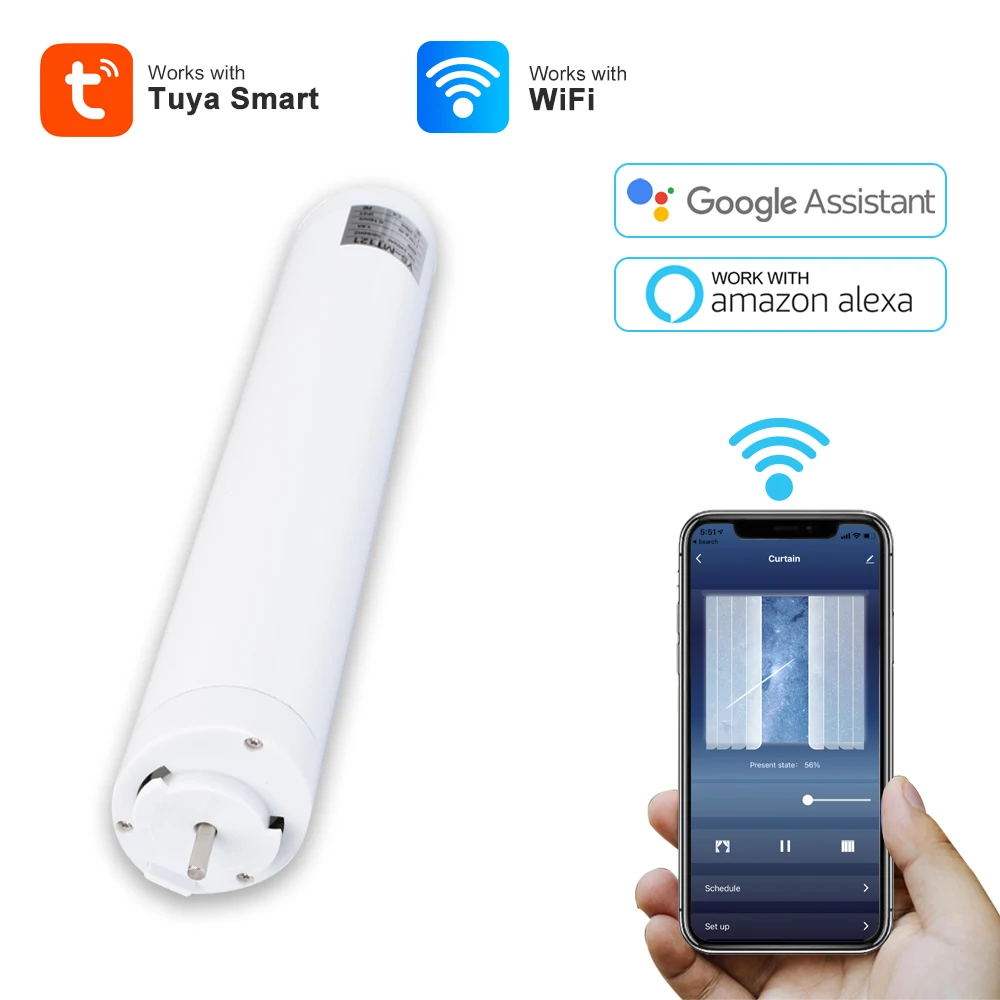 

Tuya WiFi Smart Home Electric Curtain Motor Timing Smart Life APP Voice Remote Control Alexa Google Auto Motorized Window Opener