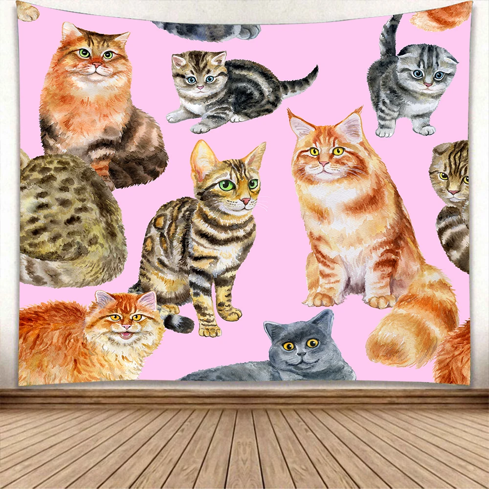 С мандалой кошкой гобелен настенный психоделические звездного неба для стены