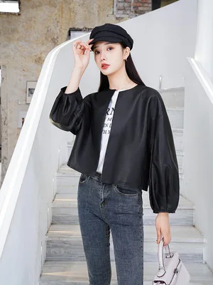 2021 Women  New Fashion Genuine Real Sheep Leather Jacket G10