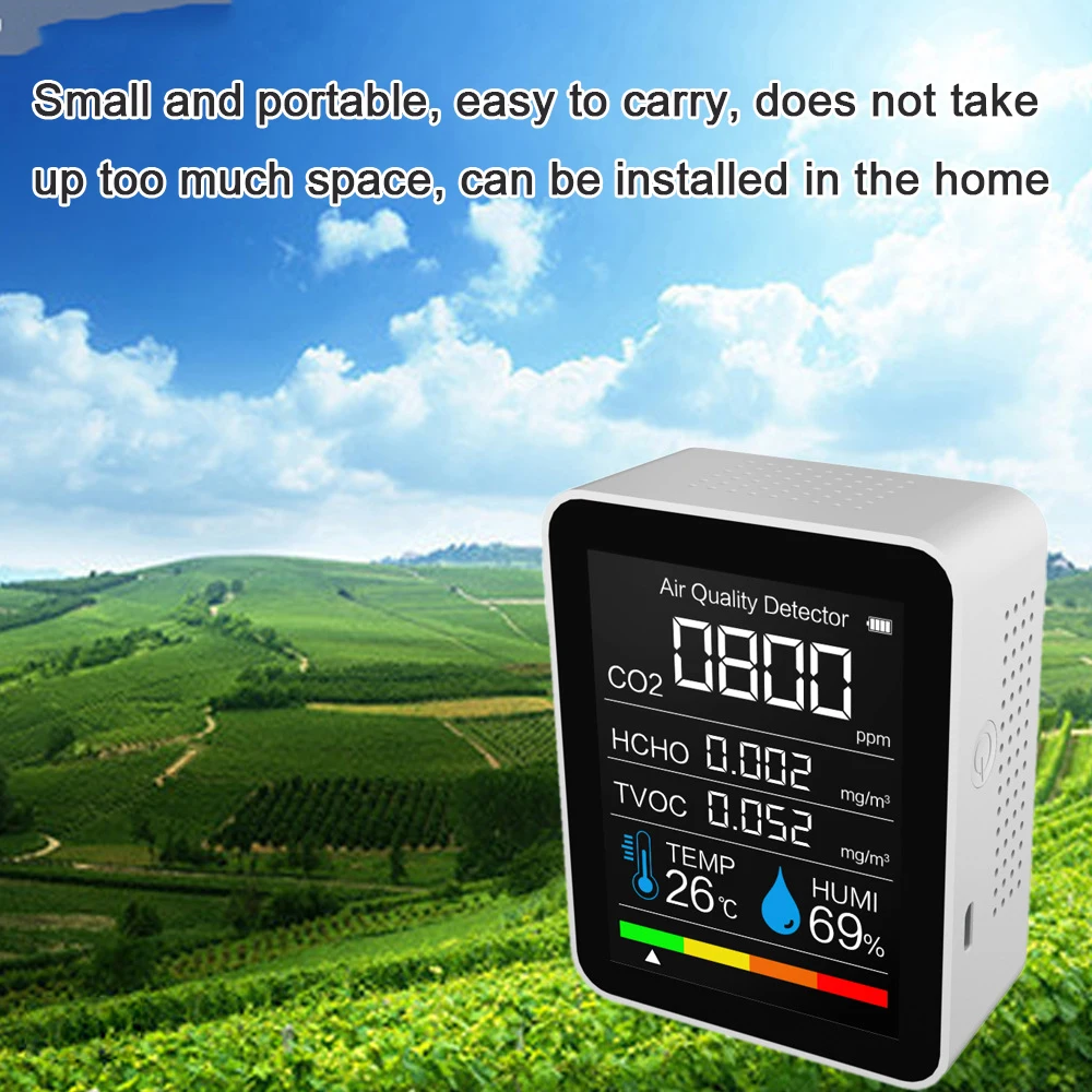 

Portable Air Quality Monitor CO2 Carbon Dioxide Detector Multifunctional 3 in 1 CO2/HCHO/TVOC Intelligent Air Gas Tester