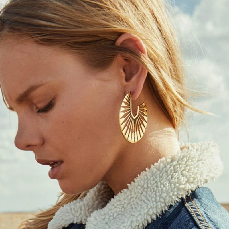 Женские серьги кольца Tocona винтажные в виде Золотой спирали Необычные