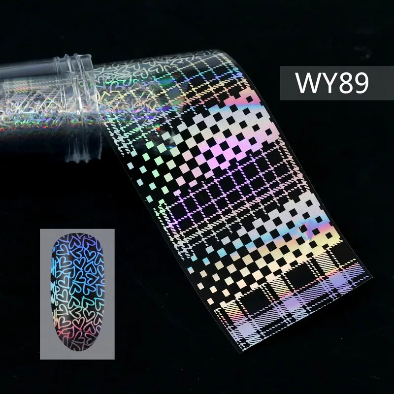 WY89 Foils Sticker 28 узоров голографические лазерные ногтевые переводные наклейки из фольги пламенный цветок Единорог Переводные картинки для ногтей украшения для дизайна ногтей - Цвет: WY89 Foils Sticker