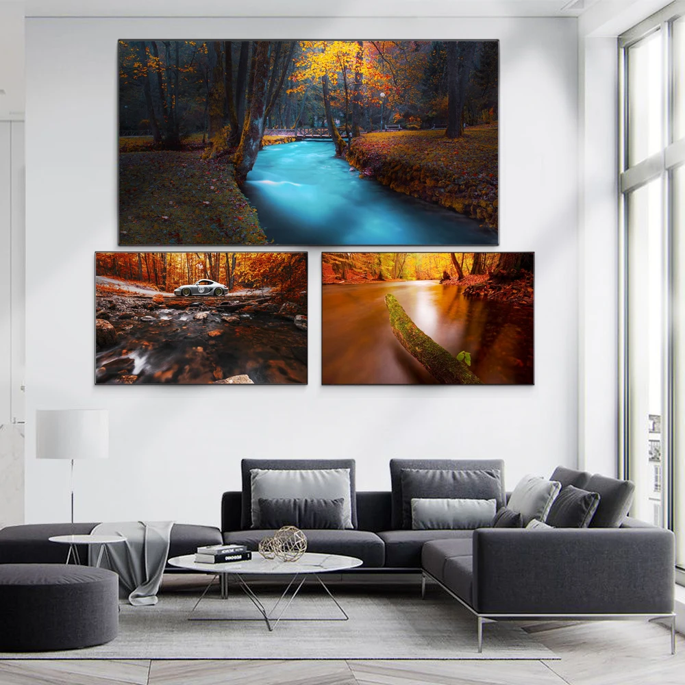 

Landscape oil painting forest stream art canvas painting living room corridor office home decoration mural