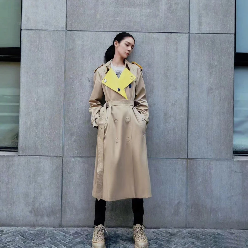 Женский Длинный непромокаемый тренчкот Ватерлоо цвета хаки верхняя одежда для