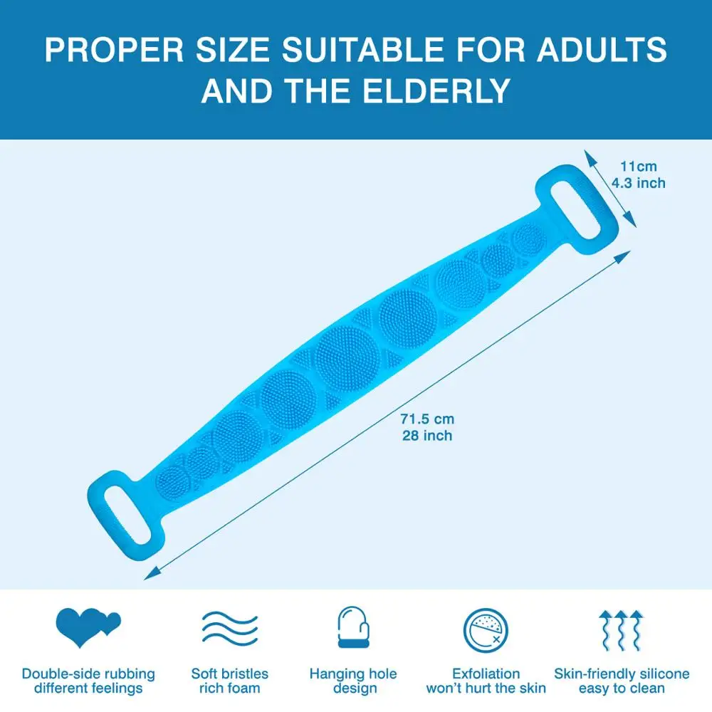 

Silicone Brushes Bath Towels Rubbing Back Mud Peeling Body Massage Shower Extended Scrubber Skin Clean Shower Brushes