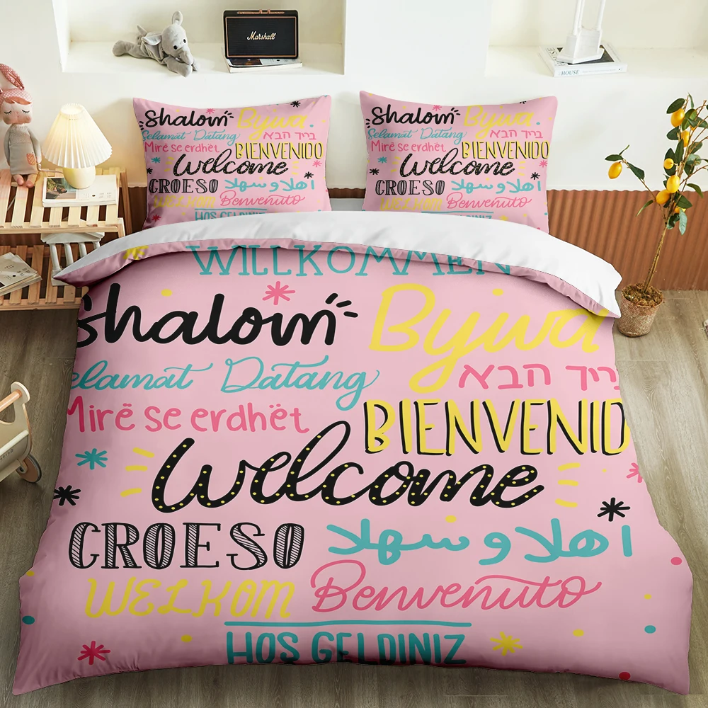 

3D Print English Alphabet Custom Bedroom Decor Pillowcase Soft Duvet Cover Set Modern Fashion Bedding Set Queen King Single