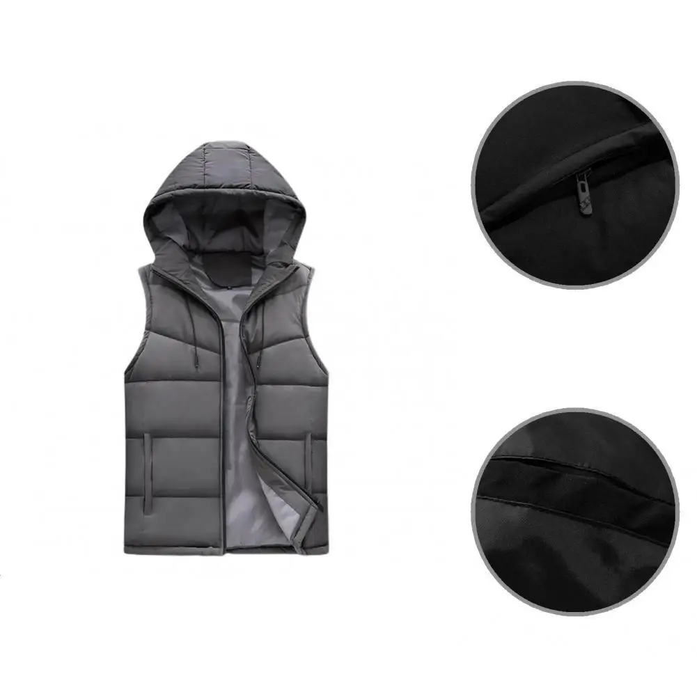 

Windproof All-Match Hooded Pure Color Men Casual Waistcoat for Autumn Winter