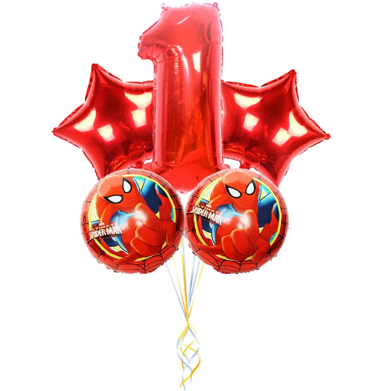 5pcs red spider 1 5 шт. воздушные шары из фольги Человека-паука с гелием 3" шар с номером Гелиевый шар мультяшный герой детские игрушки Воздушные шары Декорации дня рождения Globos - Цвет: 5pcs red spider 1