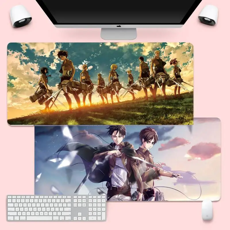 

levi and eren attack on titan Computer Mouse Pad Gaming MousePad Large Mousepad Gamer XXL Mause Carpet PC Desk Mat keyboard pad