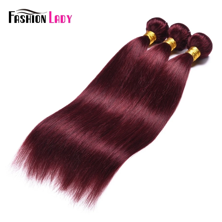 Fashion Lady Pre-Colored Human Hair Bundles Brazilian Hair Straight Hair Bundles 99j Dark Red Bundles Bundle Per Pack Non-Remy