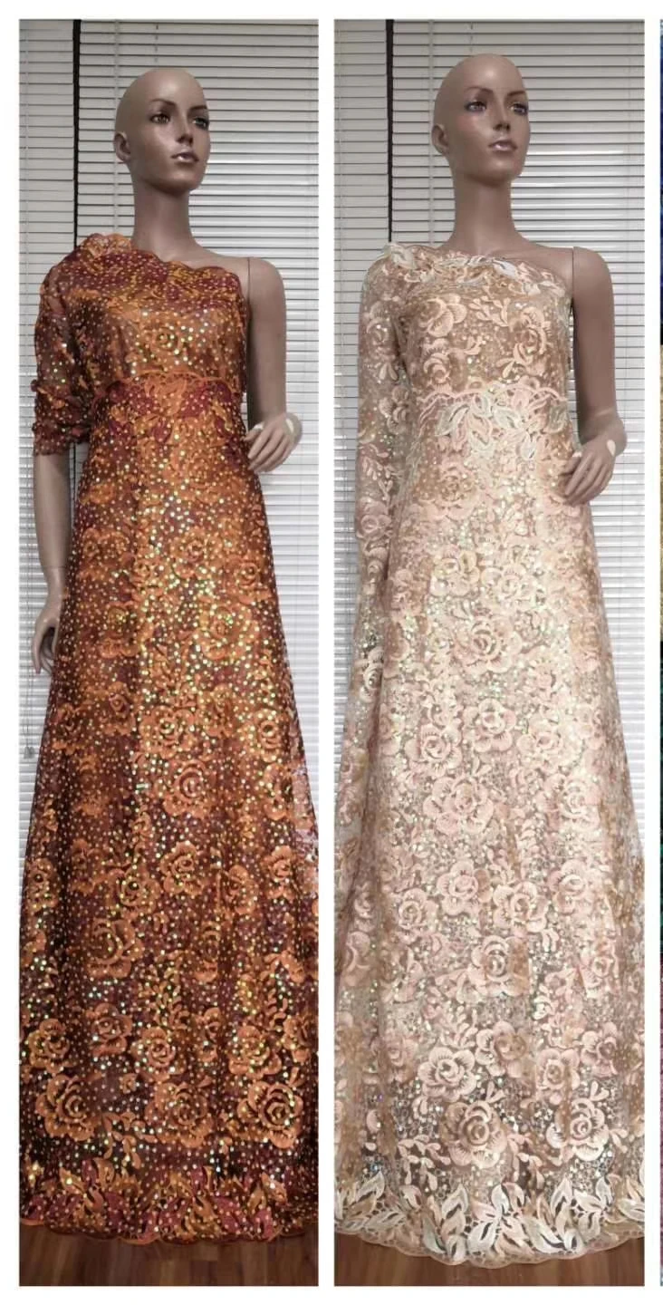 

Красивая африканская кружевная ткань с блестками 2020 французская кружевная ткань тюль нигерийские кружевные ткани для свадебного платья ...