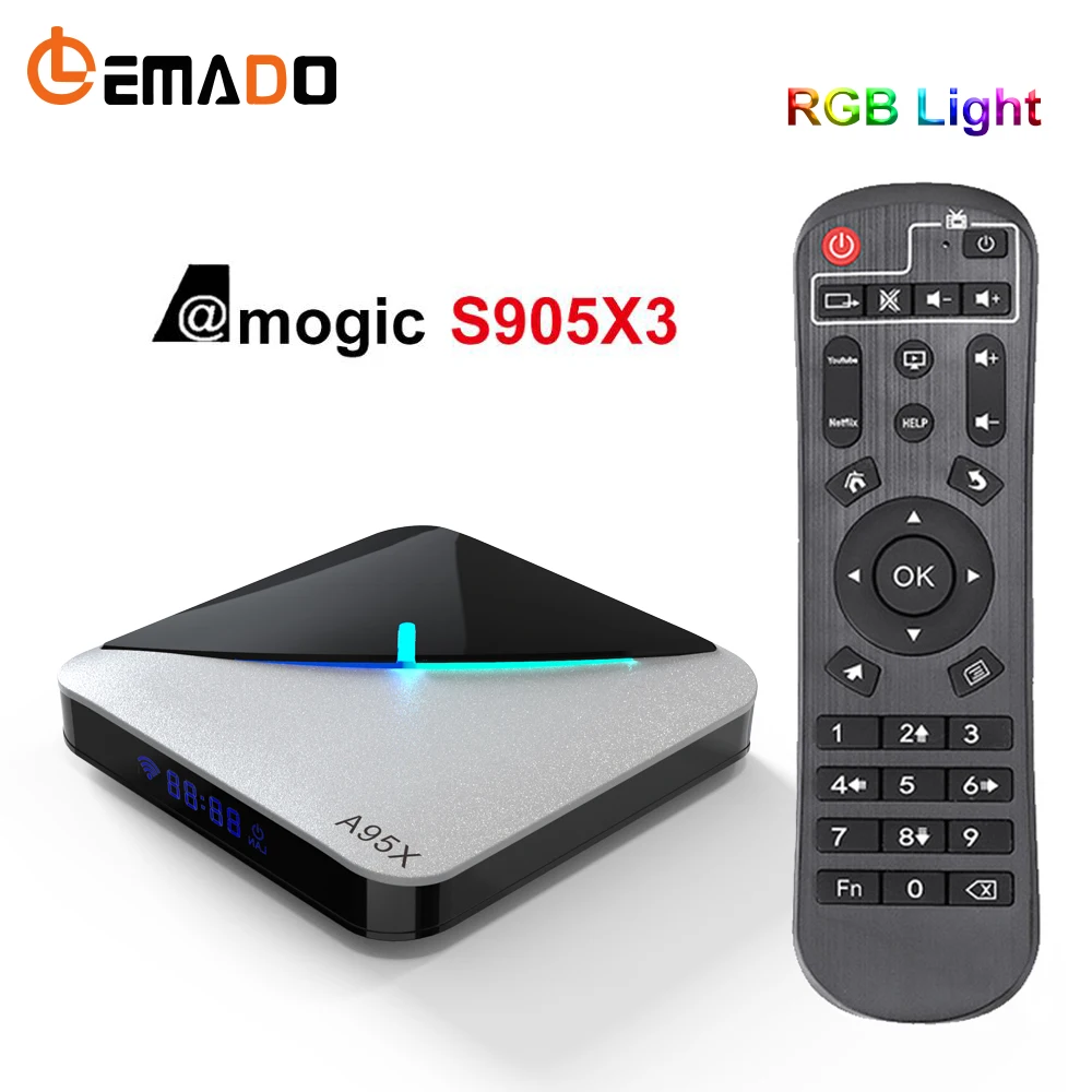 LEMADO A95X F3 Air Android tv Box Amlogic S905X3 4 Гб 64 RGB светильник с поддержкой USB 3 0 2 4G и 5G wifi 8K YouTube 9